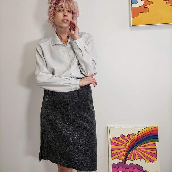 Vintage Black + Silver Sparkle Skirt - Picture 6 of 10